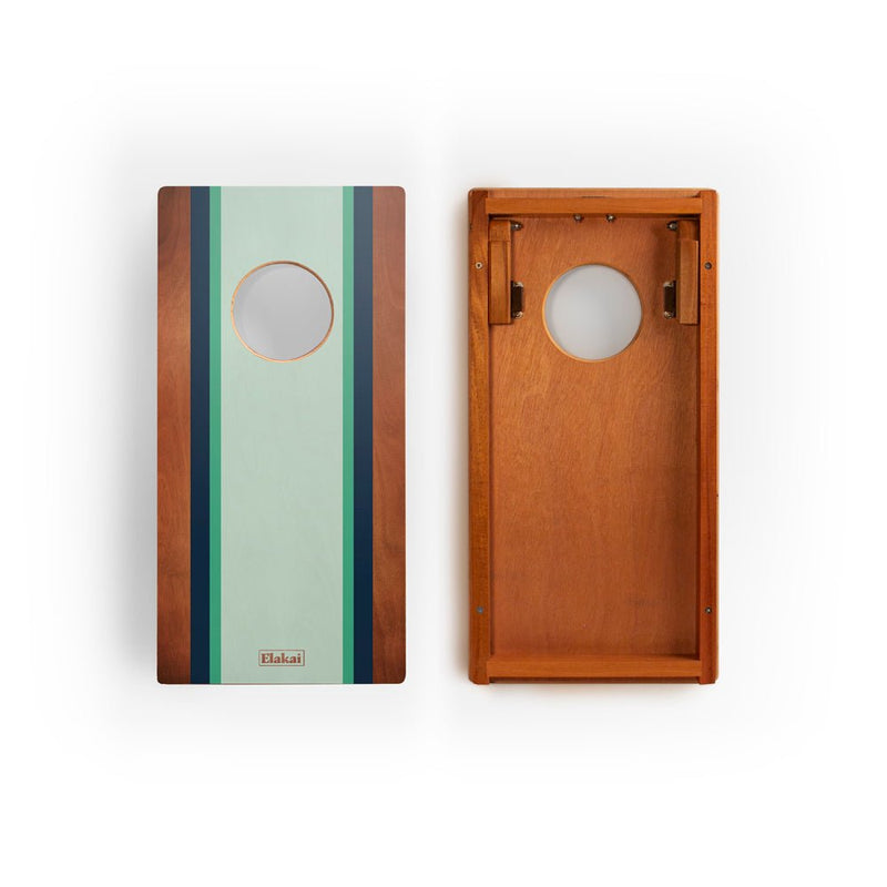 Load image into Gallery viewer, 1ft x 2ft Graphic Wood Travel Cornhole Set | Classic Beach Stripes Collection
