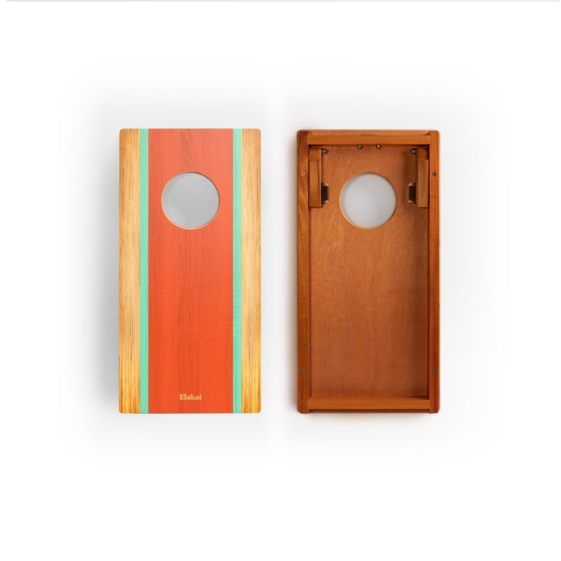 Load image into Gallery viewer, 1ft x 2ft Graphic Wood Travel Cornhole Set | Classic Beach Stripes Collection
