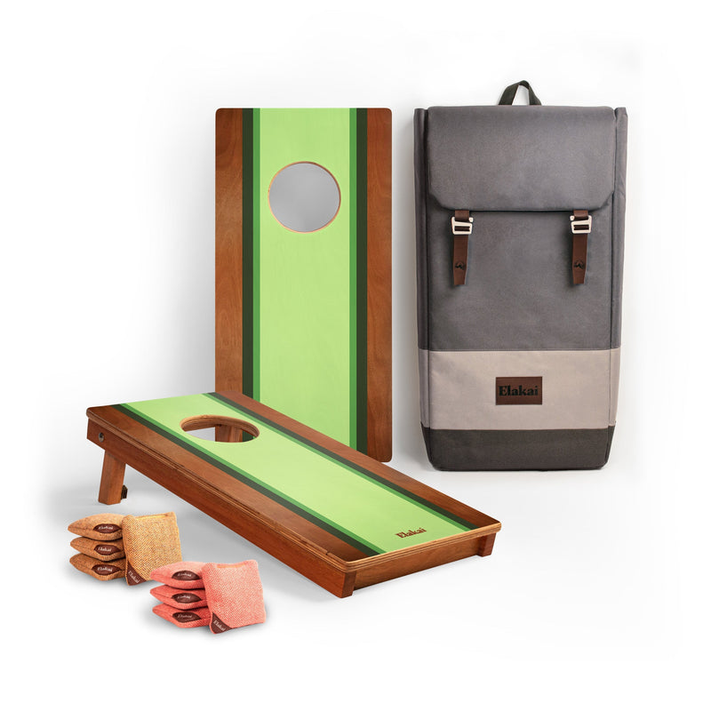 Load image into Gallery viewer, 1ft x 2ft Graphic Wood Travel Cornhole Set | Classic Beach Stripes Collection
