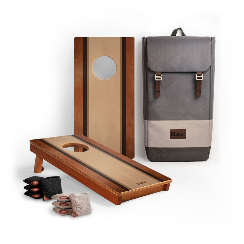 Load image into Gallery viewer, 1ft x 2ft Graphic Wood Travel Cornhole Set | Classic Beach Stripes Collection
