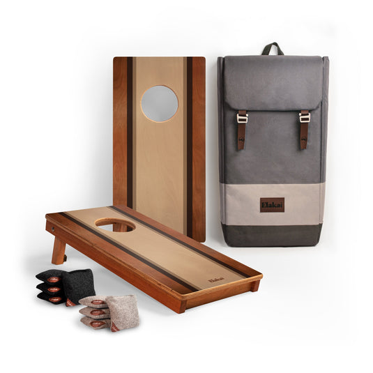 1ft x 2ft Graphic Wood Travel Cornhole Set | Classic Beach Stripes Collection