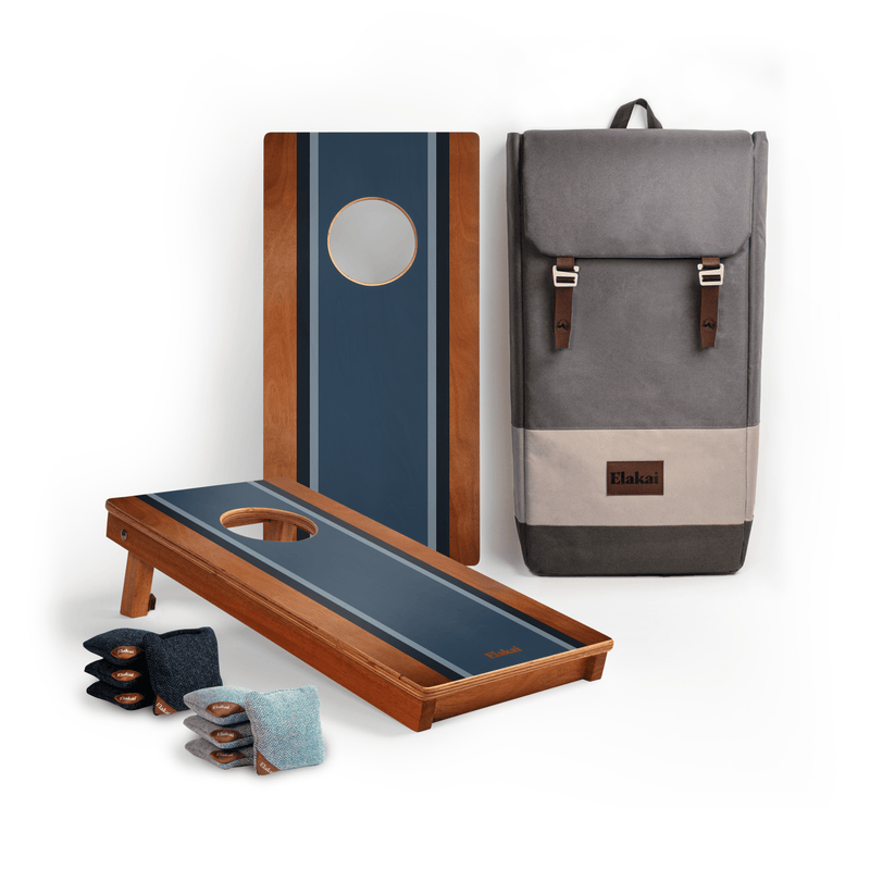 Load image into Gallery viewer, 1ft x 2ft Graphic Wood Travel Cornhole Set | Classic Beach Stripes Collection
