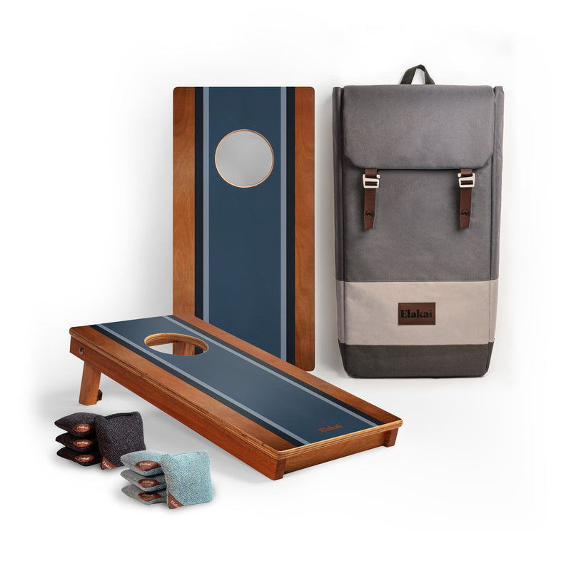 Load image into Gallery viewer, 1ft x 2ft Graphic Wood Travel Cornhole Set | Classic Beach Stripes Collection
