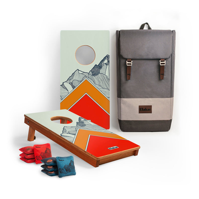 Load image into Gallery viewer, 1ft x 2ft Graphic Wood Travel Cornhole Set | Modern Angle Collection
