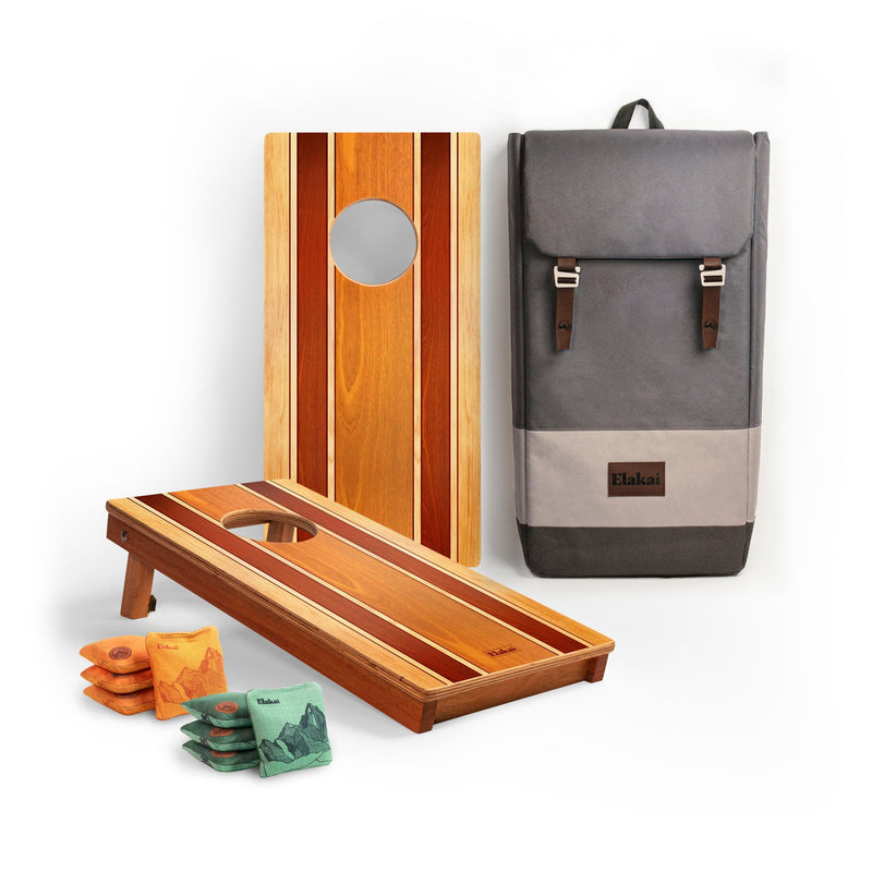 Load image into Gallery viewer, 1ft x 2ft Graphic Wood Travel Cornhole Set | Natural Surf Beach Collection
