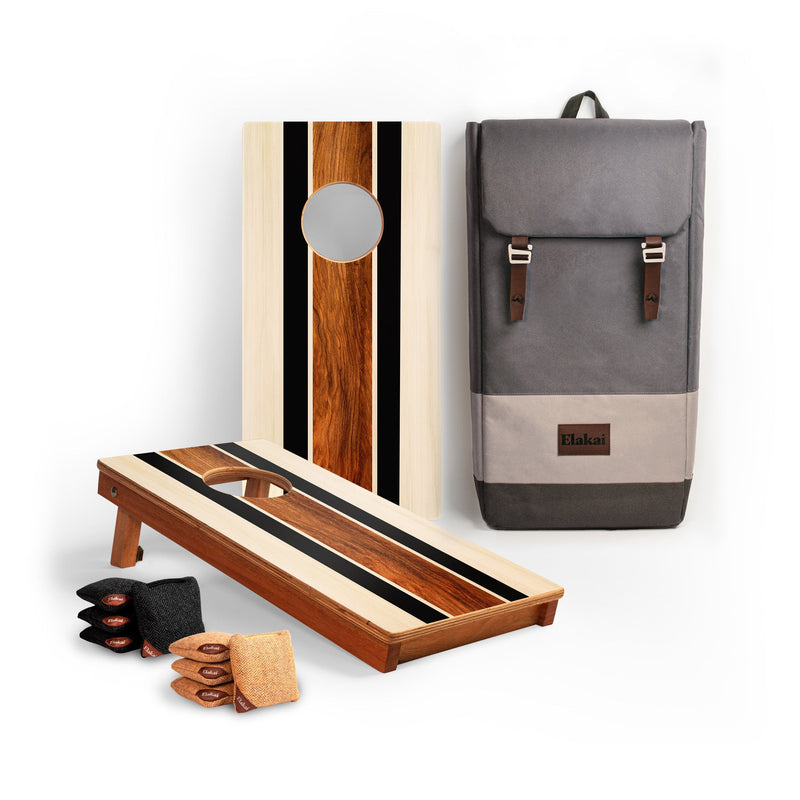 Load image into Gallery viewer, 1ft x 2ft Graphic Wood Travel Cornhole Set | Natural Surf Beach Collection
