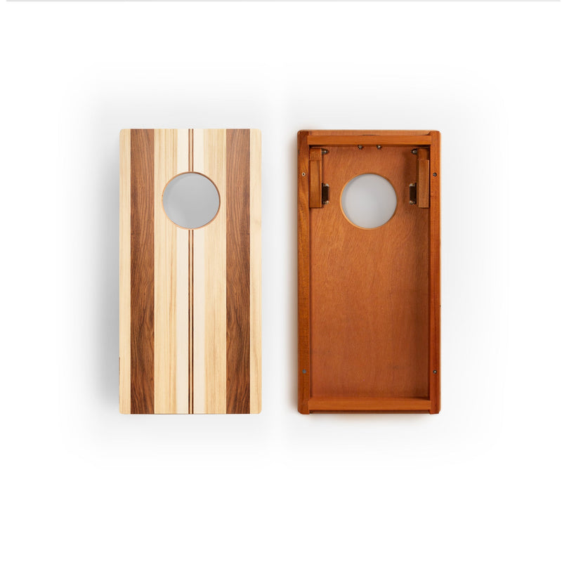 Load image into Gallery viewer, 1ft x 2ft Graphic Wood Travel Cornhole Set | Natural Surf Beach Collection
