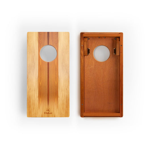 1ft x 2ft Graphic Wood Travel Cornhole Set | Natural Surf Beach Collection