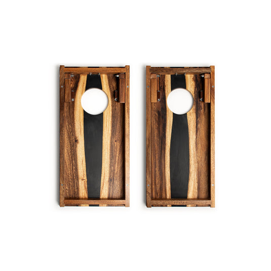 1ft x 2ft Resin & Wood Travel Cornhole Set | Live Edge River Collection