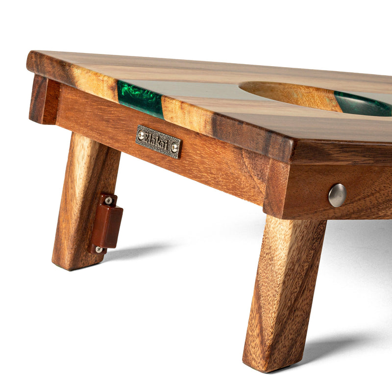 Load image into Gallery viewer, 1ft x 2ft Resin &amp; Wood Travel Cornhole Set | Live Edge River Collection
