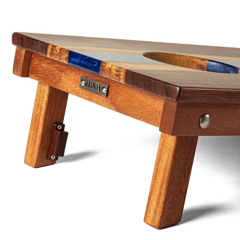 Load image into Gallery viewer, 1ft x 2ft Resin &amp; Wood Travel Cornhole Set | Live Edge River Collection
