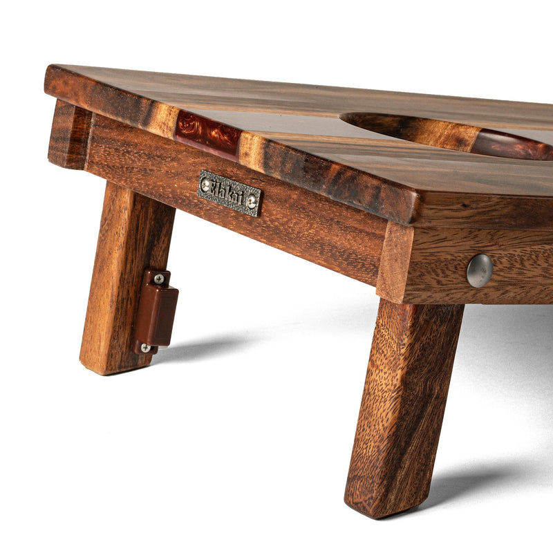 Load image into Gallery viewer, 1ft x 2ft Resin &amp; Wood Travel Cornhole Set | Live Edge River Collection
