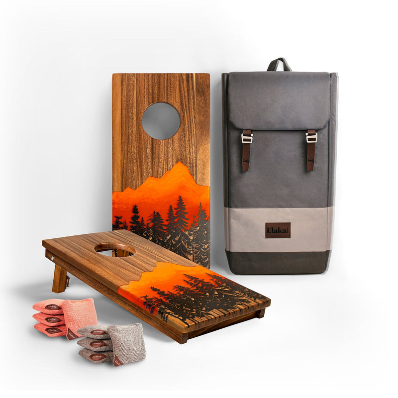 Load image into Gallery viewer, 1ft x 2ft Resin &amp; Wood Travel Cornhole Set | Mountain Collection
