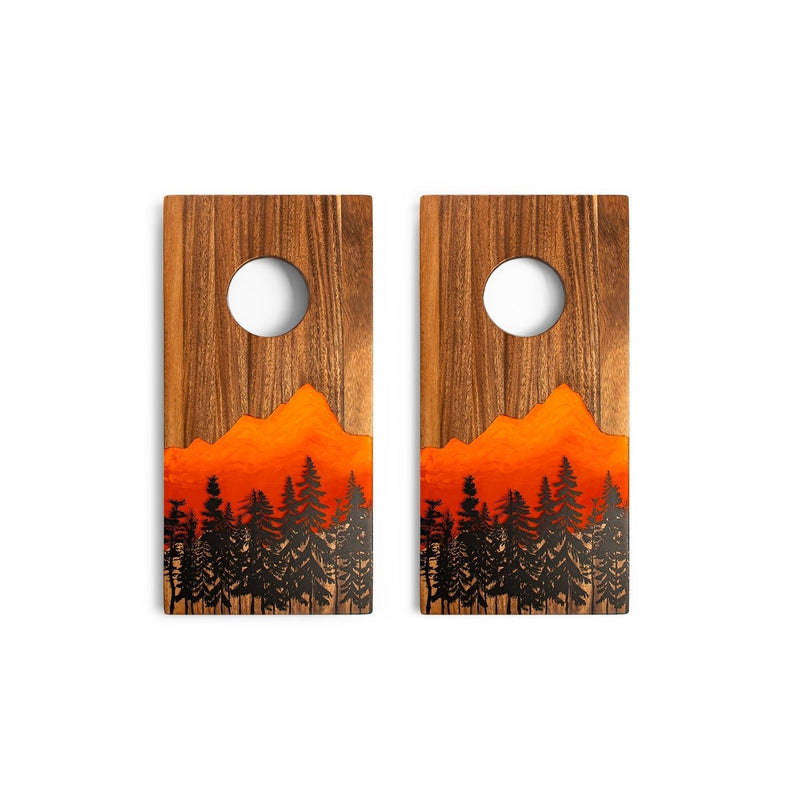 Load image into Gallery viewer, 1ft x 2ft Resin &amp; Wood Travel Cornhole Set | Mountain Collection
