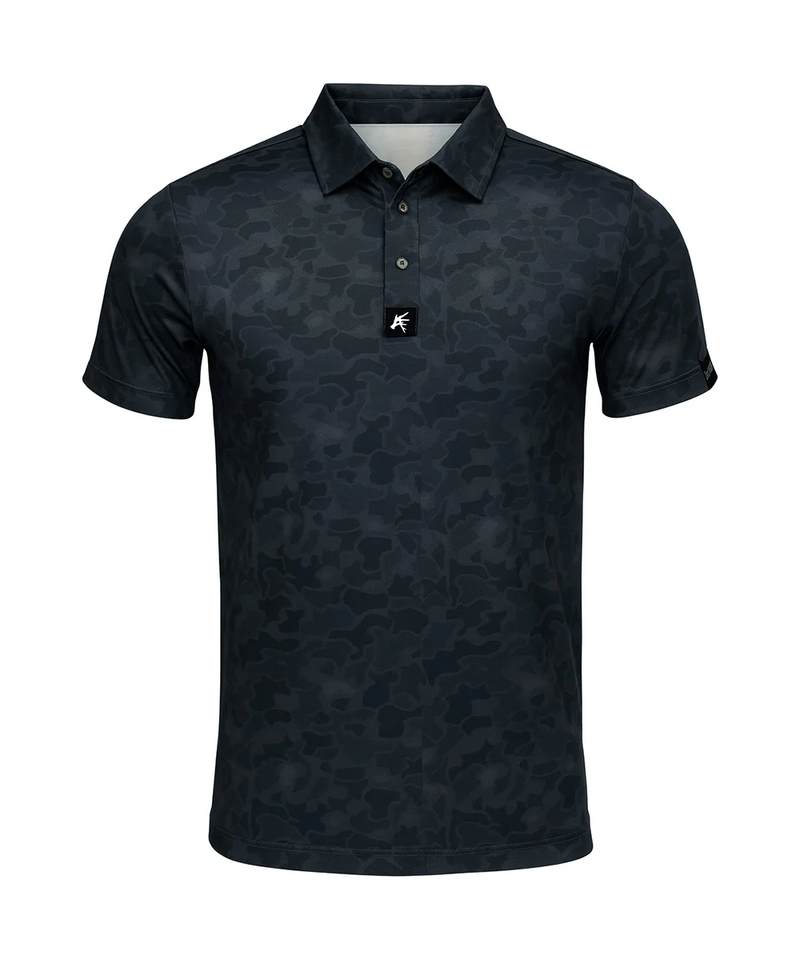 Load image into Gallery viewer, Black Marsh Duck Camo Golf Polo
