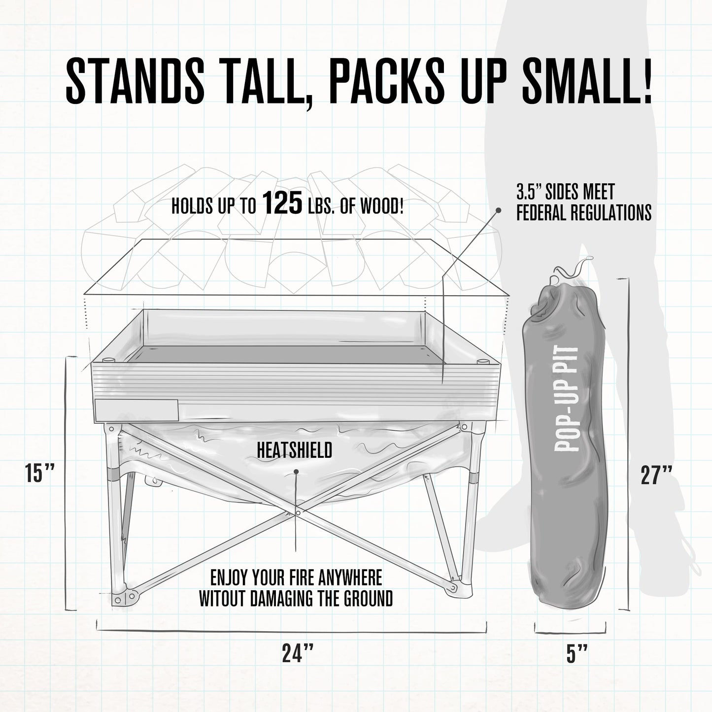 Pop-Up Fire Pit + Heat Shield (Bonus Pack)