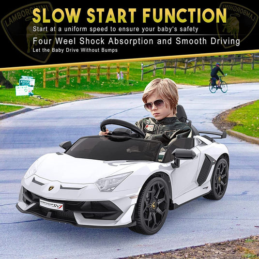 2-in-1 Electric Ride On Sports Car Toy with Remote Control, 12V Battery, 2 Speeds, and LED Lights