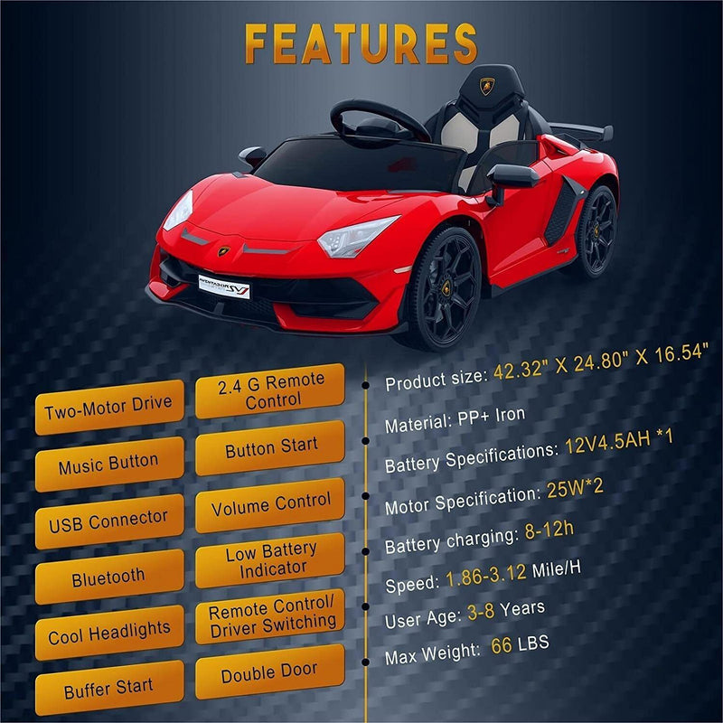 Load image into Gallery viewer, 2-in-1 Electric Ride On Sports Car Toy with Remote Control, 12V Battery, 2 Speeds, and LED Lights
