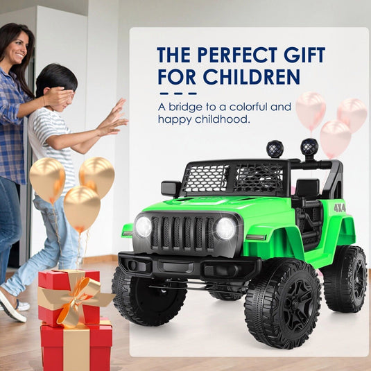 Electric Ride-On Truck for Kids with Remote Control, MP3 Player, LED Lights, and 12V Battery