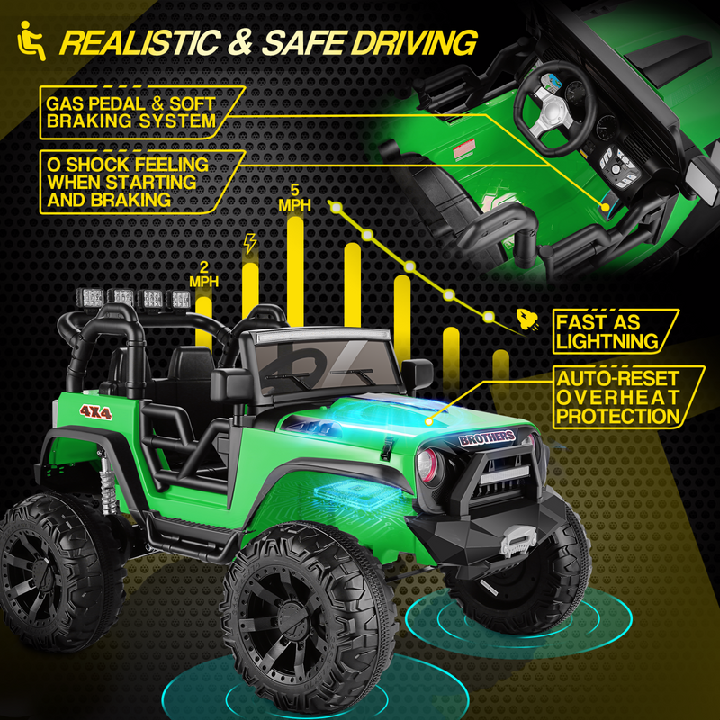 Load image into Gallery viewer, 2-Seater 24V/12V Electric Ride-On Truck for Kids with Bluetooth and 2x200W Motors - 77 New Features!
