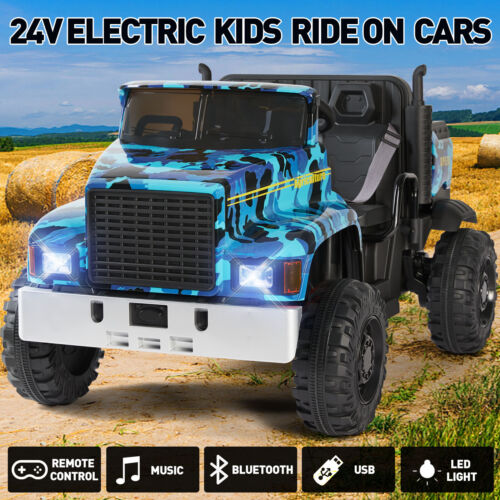 Load image into Gallery viewer, 2-Seater 24V Battery Powered Kids Ride-On Truck with Camo Design and 3-Speed RC Control
