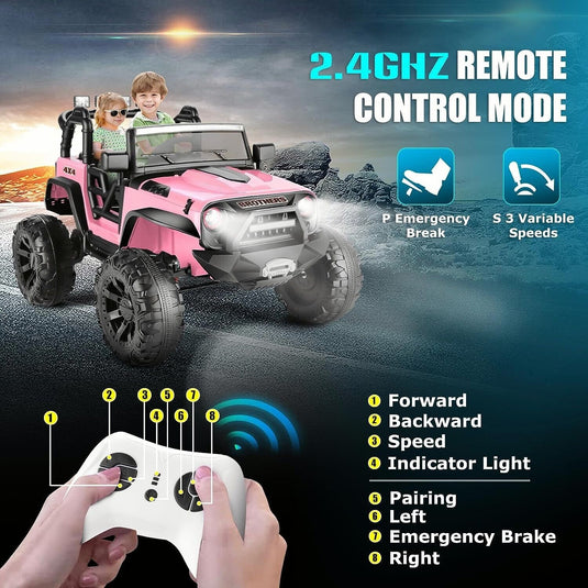 2-Seater 24V Electric Ride-On Car for Kids with Remote Control - Pink