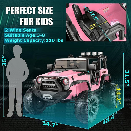 Electric 2-Seater Ride On Car for Kids with Remote Control - Pink, 24V, 2x200W
