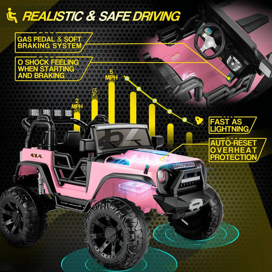 2-Seater 24V Electric Ride-On Truck for Kids with Parental Remote Control - US Version
