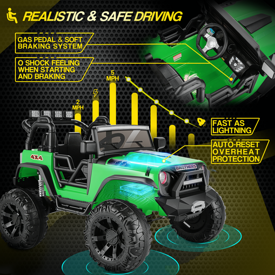 2-Seater 24V Electric Ride-On Truck for Kids with Parental Remote Control - US Version