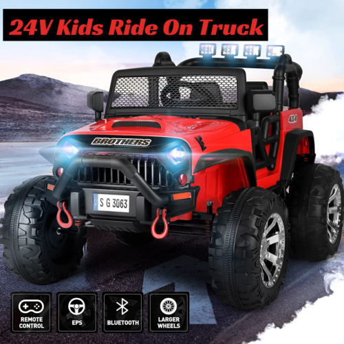 2-Seater 24V Electric Ride-On Truck for Kids with Parental Remote Control - US Version