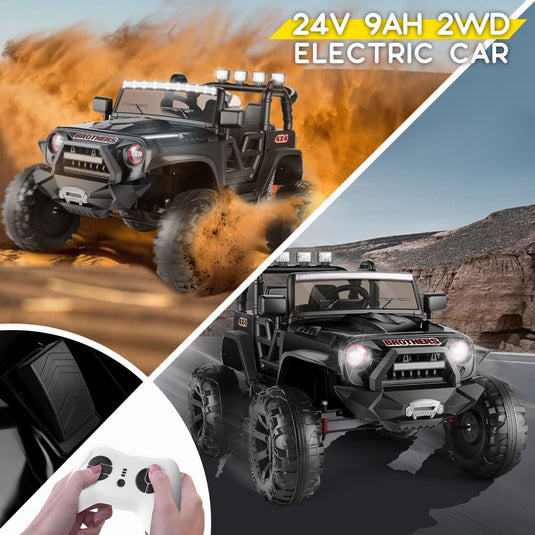 2-Seater 24V Electric Ride-On Truck with MP3, LED Lights, and Remote Control - 2X200W Power