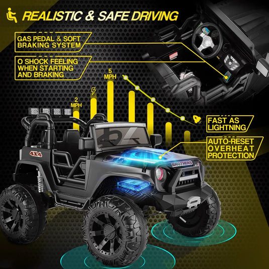 2-Seater 24V Electric Ride-On Truck with MP3, LED Lights, and Remote Control - 2X200W Power