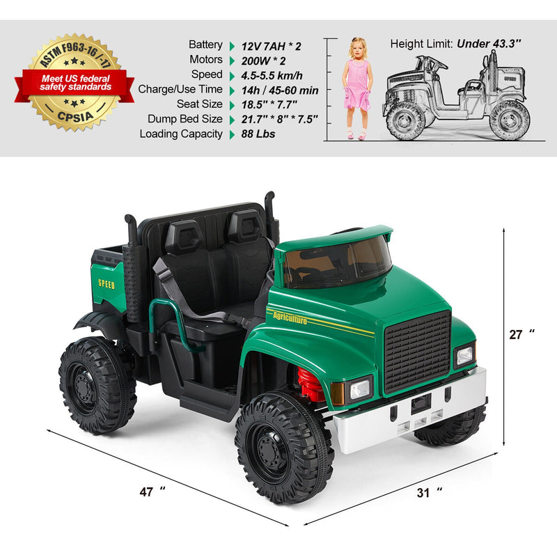 Load image into Gallery viewer, 2-Seater Electric Ride-On Tractor with Dump Bed and 3-Speed RC - 24V Battery Powered Toy Car
