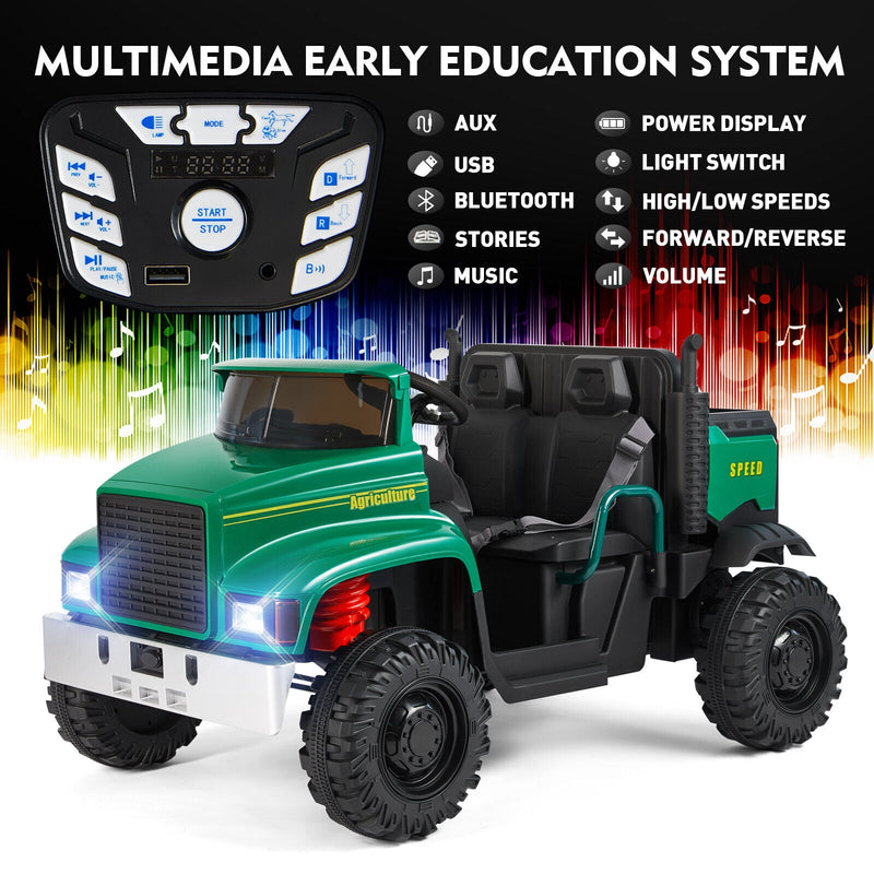Load image into Gallery viewer, 2-Seater Electric Ride-On Tractor with Dump Bed and 3-Speed RC - 24V Battery Powered Toy Car

