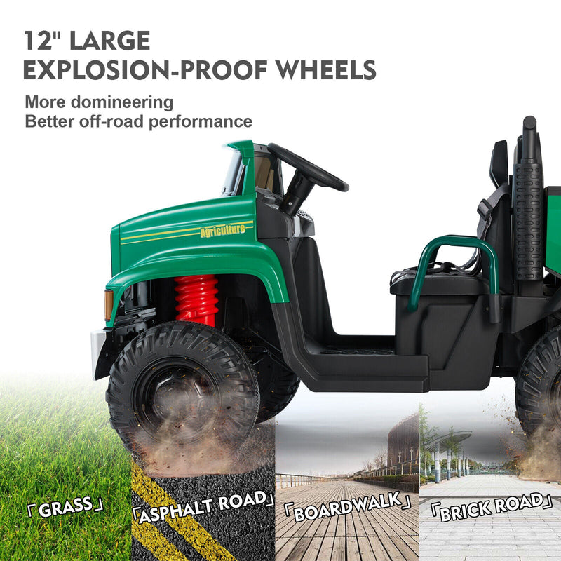 Load image into Gallery viewer, 2-Seater Electric Ride-On Tractor with Dump Bed and 3-Speed RC - 24V Battery Powered Toy Car
