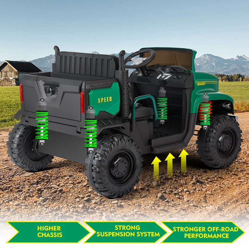 Load image into Gallery viewer, 2-Seater Electric Ride-On Tractor with Dump Bed and 3-Speed RC - 24V Battery Powered Toy Car
