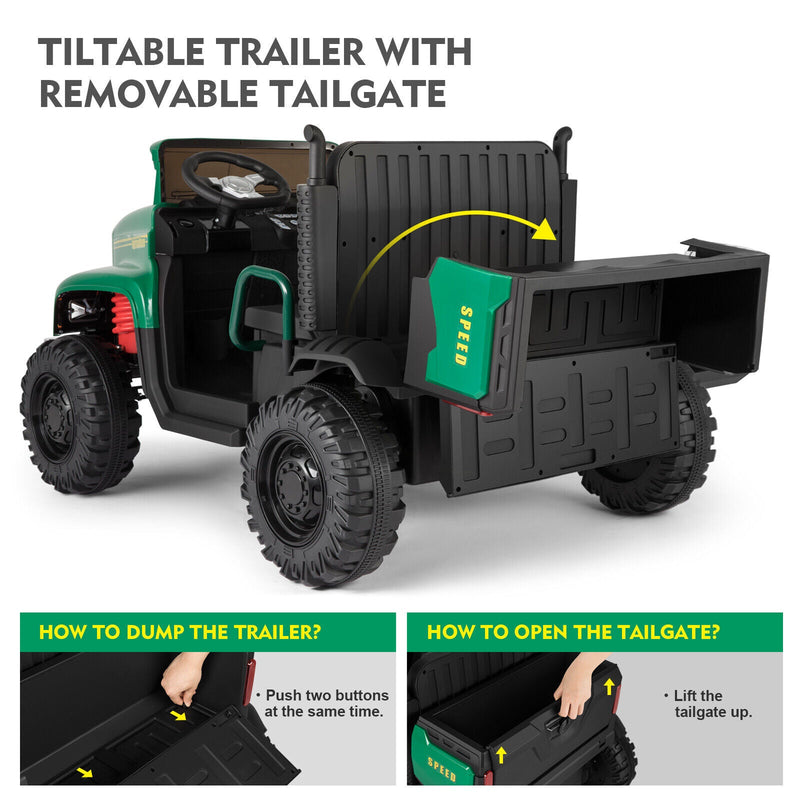 Load image into Gallery viewer, 24V Electric Ride-On Truck with Trailer and RC Control - 3 Speeds for Double the Fun!
