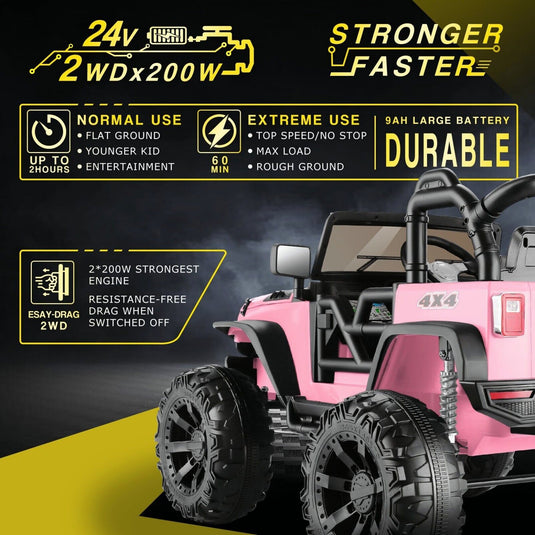 Electric 2-Seater Truck Toy for Kids with Remote Control - 2x200W 24V Power