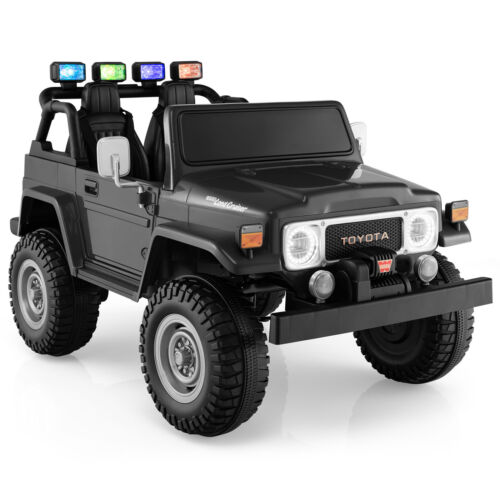 Load image into Gallery viewer, 2-Seater Black Battery Powered Ride-On Car with 3-Point Seat Belts and Doors - 12V
