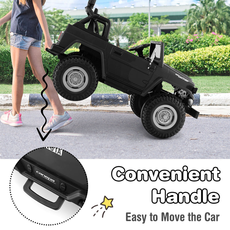 Load image into Gallery viewer, 2-Seater Black Battery Powered Ride-On Car with 3-Point Seat Belts and Doors - 12V
