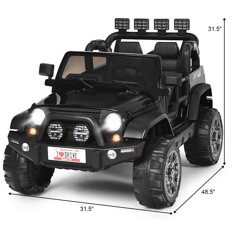 Load image into Gallery viewer, 2-Seater Black Electric Ride-On Car for Kids with Remote Control - 12V Toy Truck
