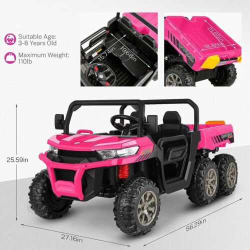 2-Seater Dump Truck Ride-On Toy with 24V Battery Power and 6 Wheels - Perfect for Little Adventurers!