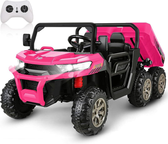 2-Seater Dump Truck Ride-On Toy with 24V Battery Power and 6 Wheels - Perfect for Little Adventurers!