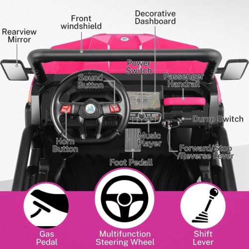 Load image into Gallery viewer, 2-Seater Dump Truck Ride-On Toy with 6 Wheels and 24V Battery Power for Kids
