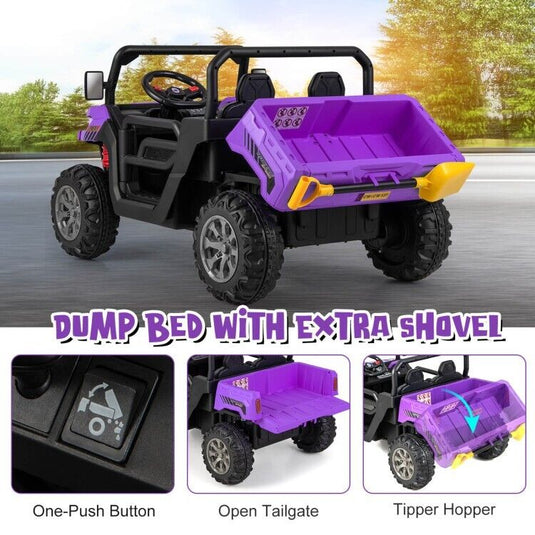 2-Seater Electric Dump Truck Ride-On for Kids with Remote Control - 12V