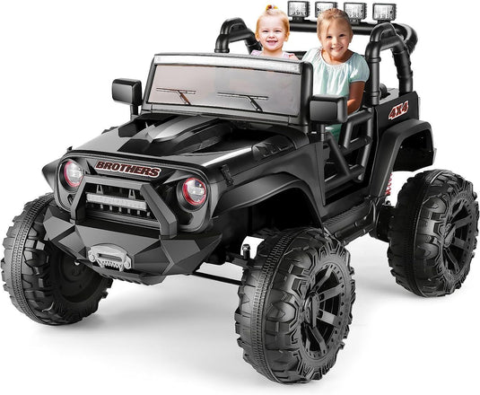 2-Seater Electric Jeep for Kids with Music, LED Lights, Remote Control, and USB Port - 24V Power Wheels