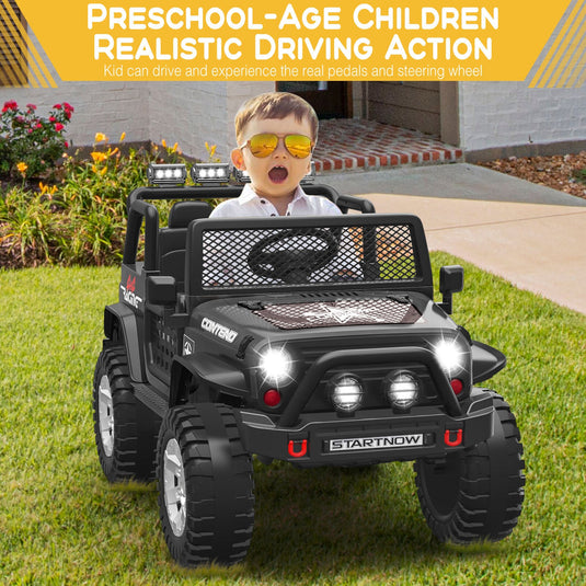 2-Seater Electric Kids Ride-On Car with LED Lights and MP3 Player - Perfect Xmas Gift!