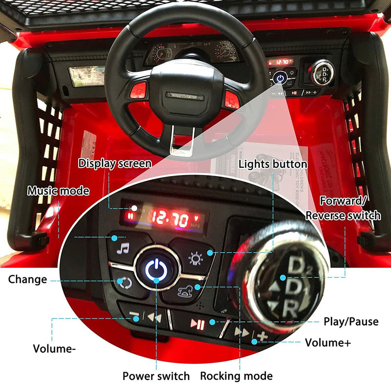 Load image into Gallery viewer, 2-Seater Electric Ride-On Car for Kids with RC Control, MP3 Player, and Realistic Jeep Design
