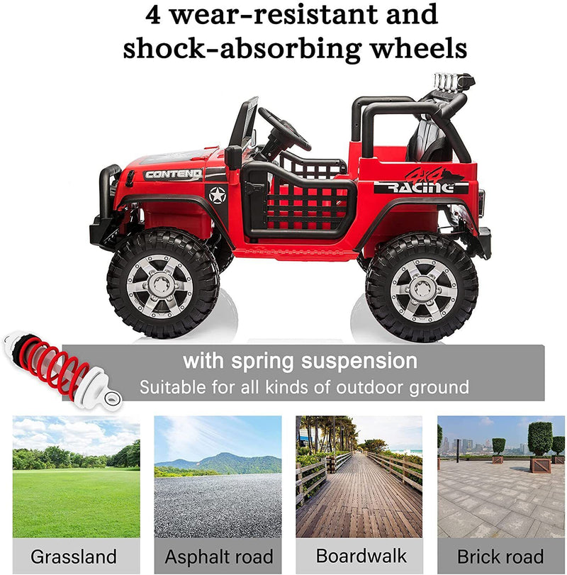 Load image into Gallery viewer, 2-Seater Electric Ride-On Car for Kids with RC Control, MP3 Player, and Realistic Jeep Design
