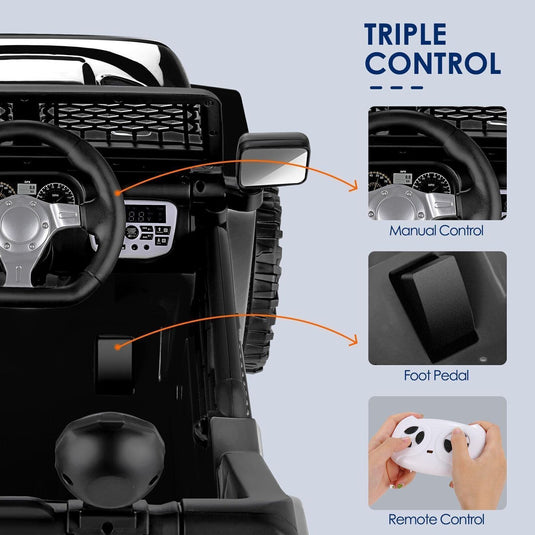 2-Seater Electric Ride-On Car with Remote Control, MP3 Player, and Realistic Truck Design for Kids (12V)